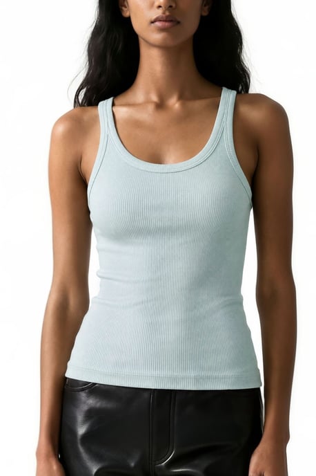 Sleeveless Ribbed U Neck Tank Top - Image 3