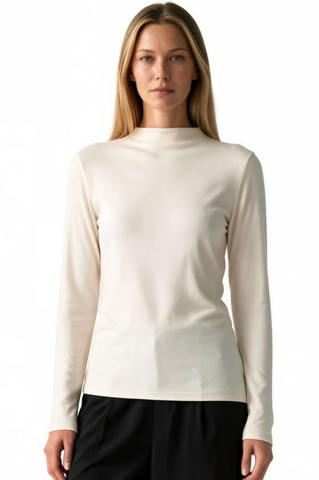 Slim Fit Half Turtleneck Blouse - Image 1