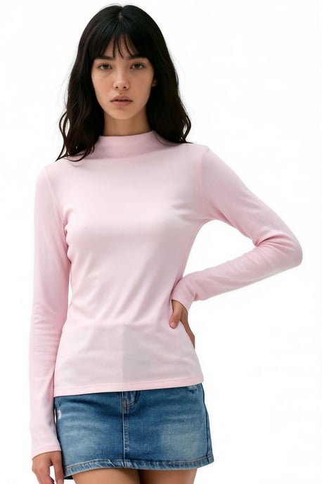 Slim Fit Half Turtleneck Blouse - Image 1