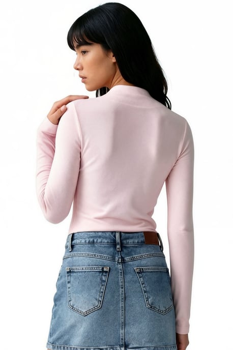 Slim Fit Half Turtleneck Blouse - Image 2