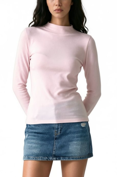Slim Fit Half Turtleneck Blouse - Image 3