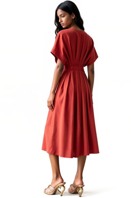Casual V-hals Midi Shirtjurk - Image 3
