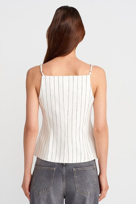 Sleeveless Square-Neck Button Blouse - Image 2