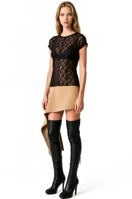 Dames Kant Korte Mouw Blouse - Image 2