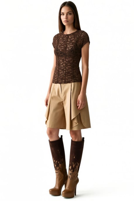 Dames Kanten Korte Mouw Blouse - Image 2