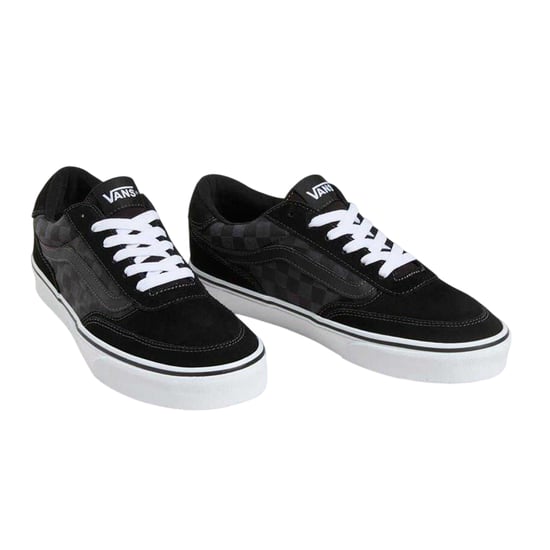 Vans Mens Brooklyn Checkered Suede Low Cut Trainers (Black) - Image 2
