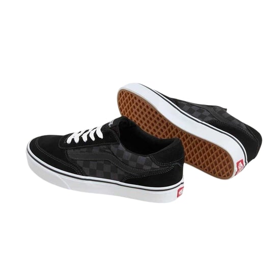 Vans Mens Brooklyn Checkered Suede Low Cut Trainers (Black) - Image 3