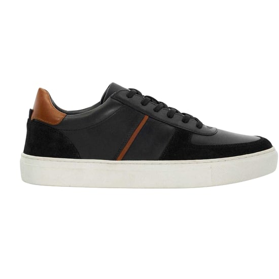 Dune London Mens Theron Leather Trainers (Black) - Image 1
