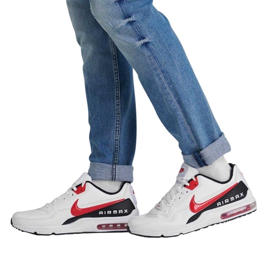 Nike Mens Air Max Coated Leather Trainers (White/Red/Black) - Image 3