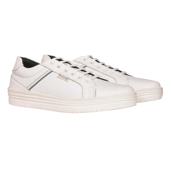 Firetrap Mens Wolf Leather Cushioned Trainers (White) - Image 1