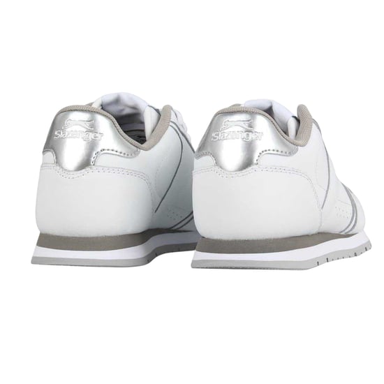 Slazenger Gecoate leren sportschoenen voor dames (Wit/zilver) - Image 2
