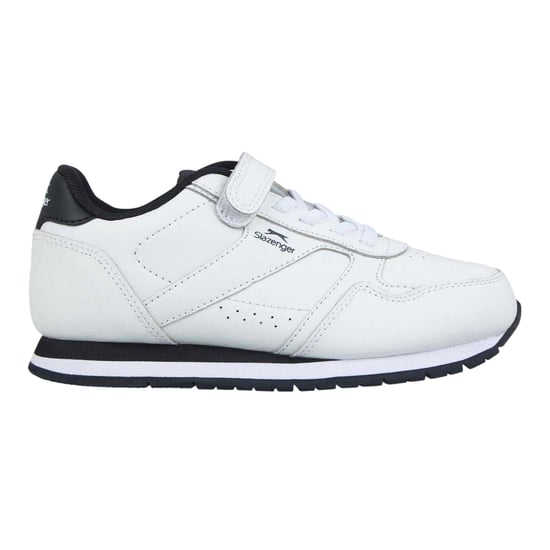 Slazenger Klassieke sportschoenen van gecoat leer met klittenbandsluiting voor kinderen (Wit, Marine) - Image 1