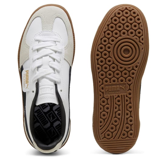 Puma Jongens Palermo Classic Leren Platte Trainers (Wit, Zwart) - Image 3