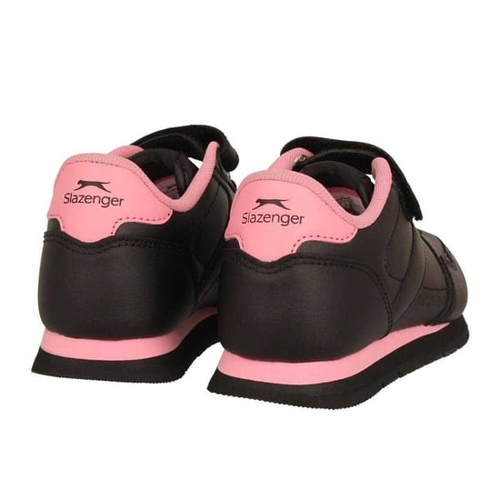 Slazenger Klassieke sportschoenen van gecoat leer met klittenbandsluiting voor kinderen (Zwart/roze) - Image 2