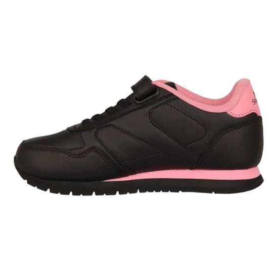 Slazenger Klassieke sportschoenen van gecoat leer met klittenbandsluiting voor kinderen (Zwart/roze) - Image 3