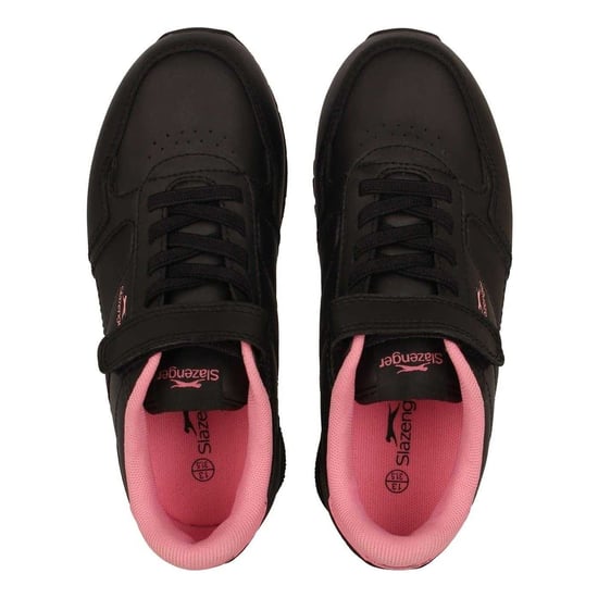 Slazenger Klassieke sportschoenen van gecoat leer met klittenbandsluiting voor kinderen (Zwart/roze) - Image 4