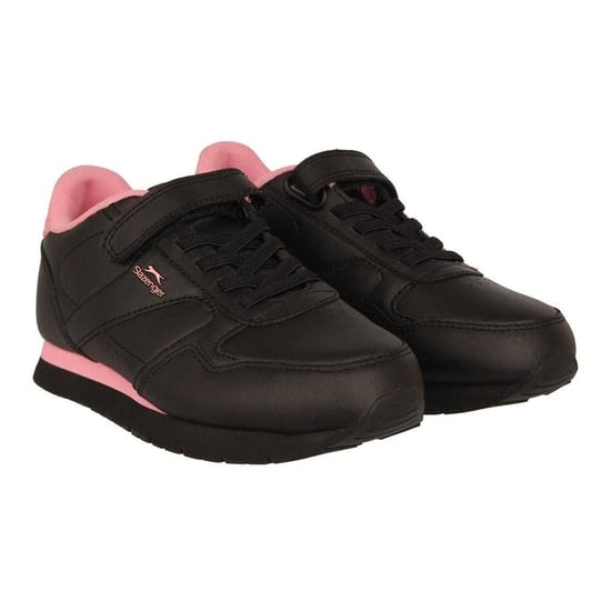Slazenger Klassieke sportschoenen van gecoat leer met klittenbandsluiting voor kinderen (Zwart/roze) - Image 5