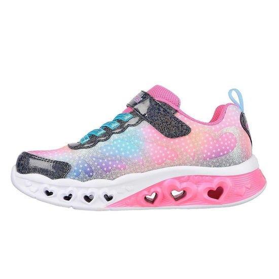 Skechers Flatta sneakers för flickor med fladdrande hjärtan som lyser (Rosa/Navy) - Image 2