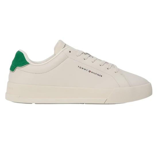 Tommy Hilfiger Heren-sportschoenen van 'Pebble Grain Court'-leer (Uit Wit/Groen) - Image 2