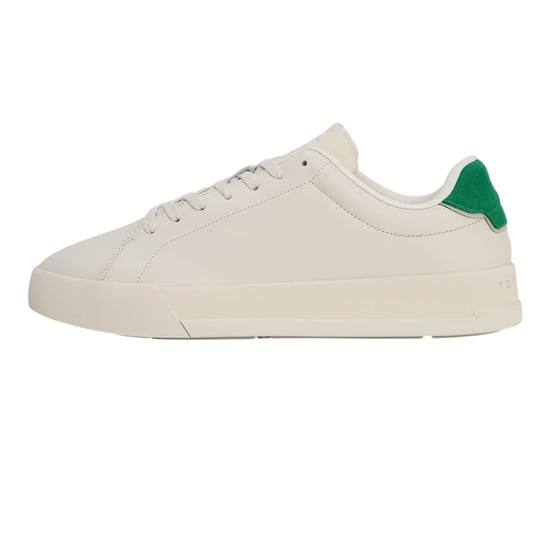 Tommy Hilfiger Heren-sportschoenen van 'Pebble Grain Court'-leer (Uit Wit/Groen) - Image 3