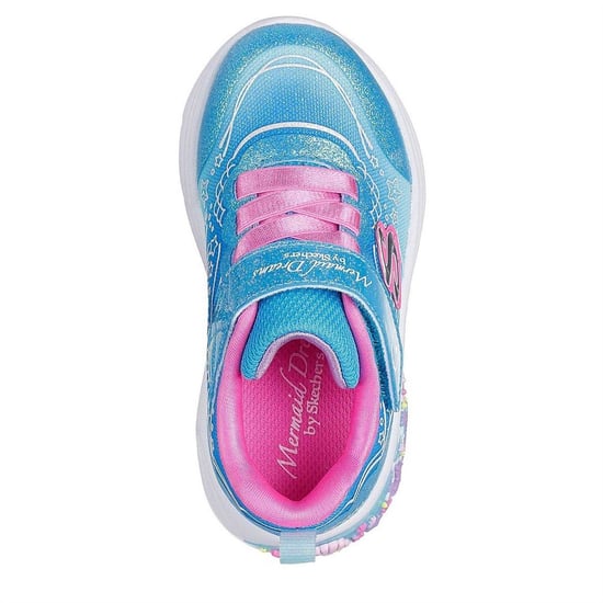 Skechers Lederen sneakers met zeemeerminmotief voor kinderen die oplichten (Blauw) - Image 3