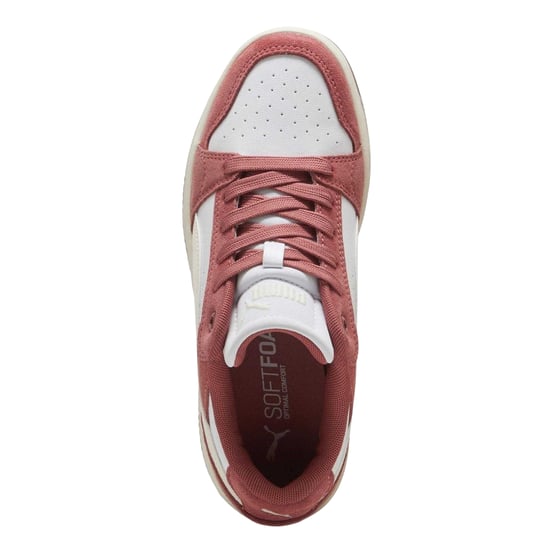 Puma Rebound Femme leren lage platform-sportschoenen voor dames (Wit, Rood) - Image 3