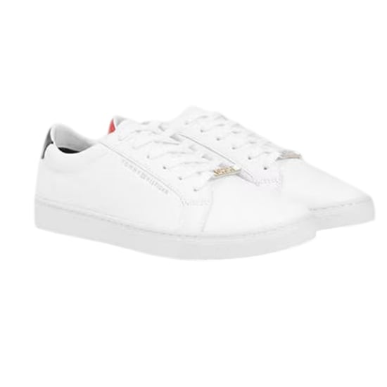 Tommy Hilfiger Essentiële leren platte sneakers voor dames (Wit) - Image 1