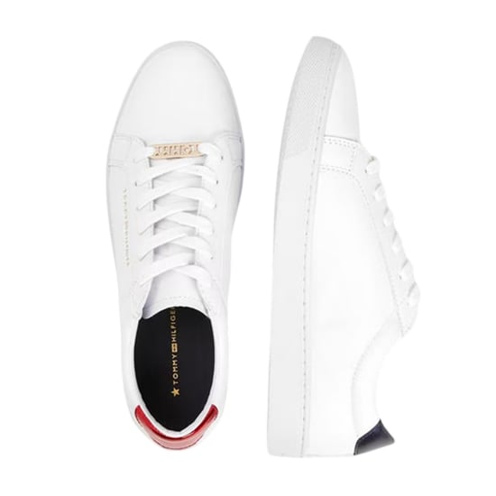 Tommy Hilfiger Essentiële leren platte sneakers voor dames (Wit) - Image 4