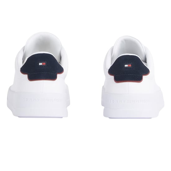 Tommy Hilfiger Heren-sportschoenen van 'Pebble Grain Court'-leer (Wit, Marine) - Image 2