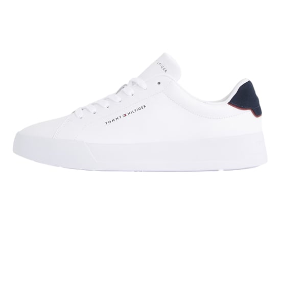 Tommy Hilfiger Heren-sportschoenen van 'Pebble Grain Court'-leer (Wit, Marine) - Image 3