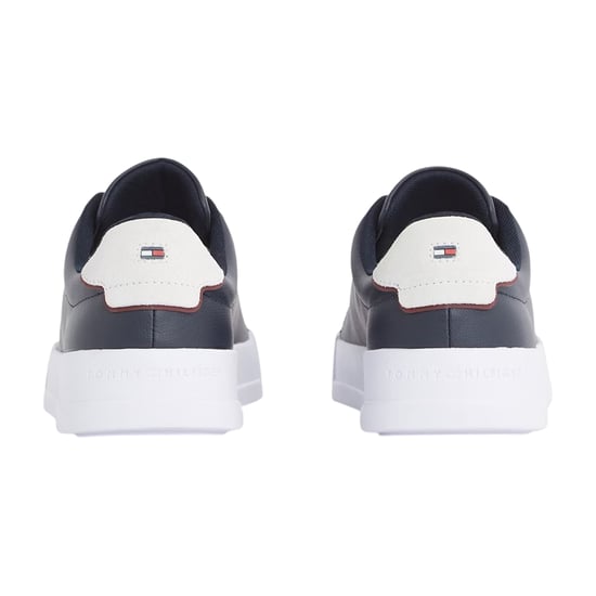 Tommy Hilfiger Heren-sportschoenen van 'Pebble Grain Court'-leer (Marine, Wit) - Image 2
