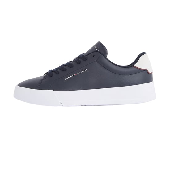 Tommy Hilfiger Heren-sportschoenen van 'Pebble Grain Court'-leer (Marine, Wit) - Image 3
