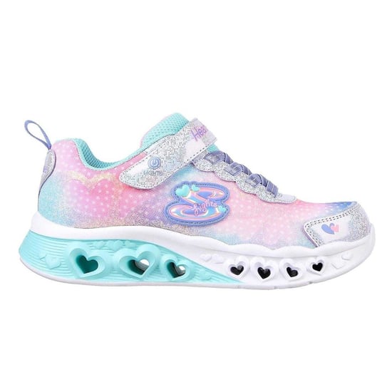 Skechers Flatta sneakers för flickor med fladdrande hjärtan som lyser (Lavendel) - Image 1