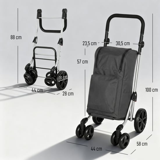 4goodz Boodschappentrolley 46 liter opvouwbare boodschappenwagen met koeltas - - Image 2