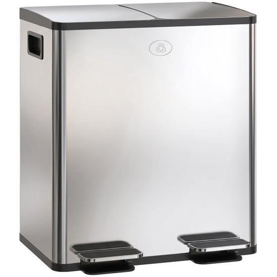 4goodz Dubbele pedaalemmer prullenbak 2 x 20 ltr roestvrij staal - - Image 1