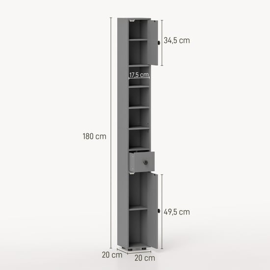 4goodz 180 cm smalle badkamerkast met open vakken en lade en 2 deuren - - Image 5