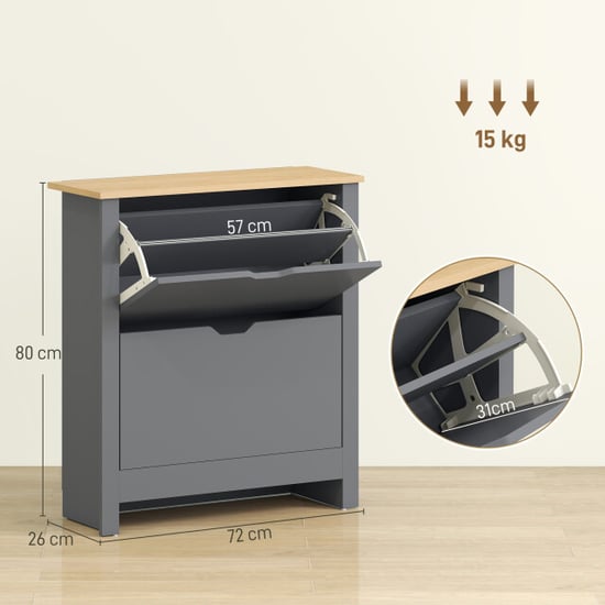 4goodz Schoenenkast met 2 kantelvakken voor 8-12 paar schoenen donker - Image 5