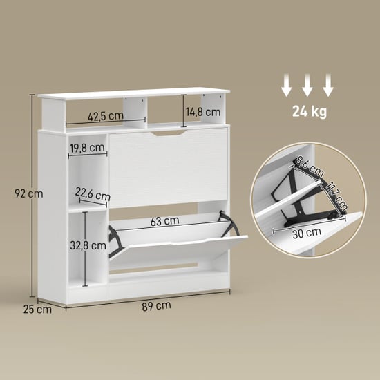 4goodz Schoenenkast met 2 kleppen en open rekken voor 12 paar schoenen - - Image 3