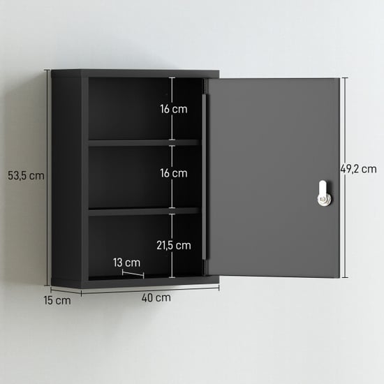 4goodz Medicijnkast voor wandmontage met slot 40x15x53 cm - - Image 4