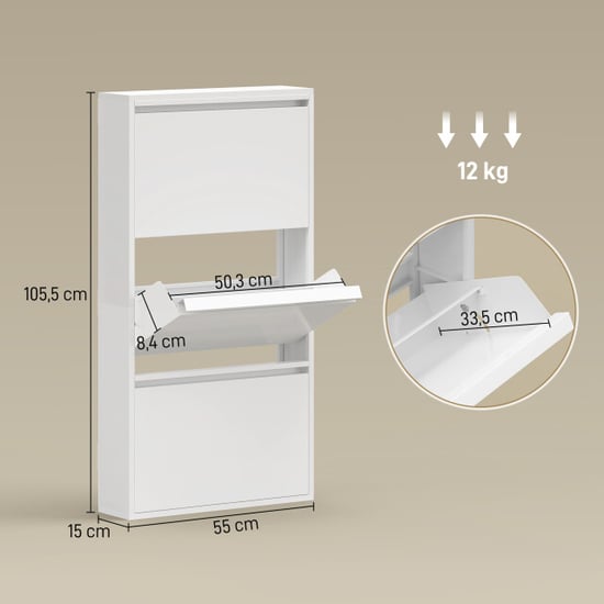 4goodz Metalen schoenenkast met 3 klapladen slank ontwerp voor 6 paar - Image 4