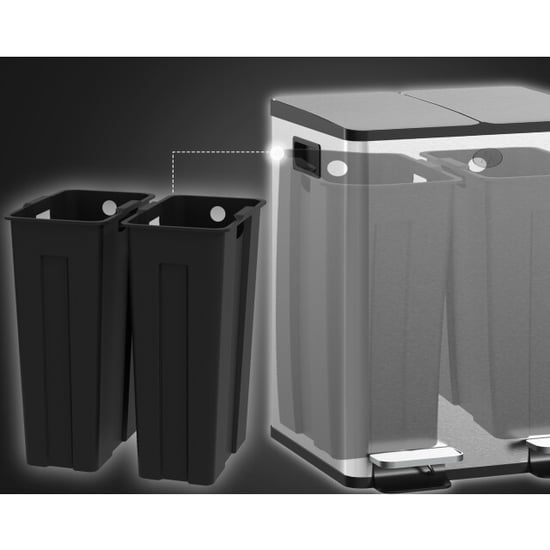 4goodz Dubbele pedaalemmer prullenbak 2 x 20 ltr roestvrij staal - - Image 5