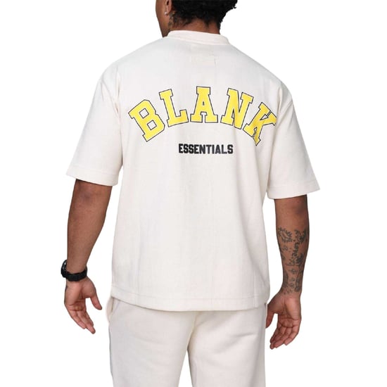 Blank Essentials Mens College Oversized T-Shirt (Bone) - Image 4