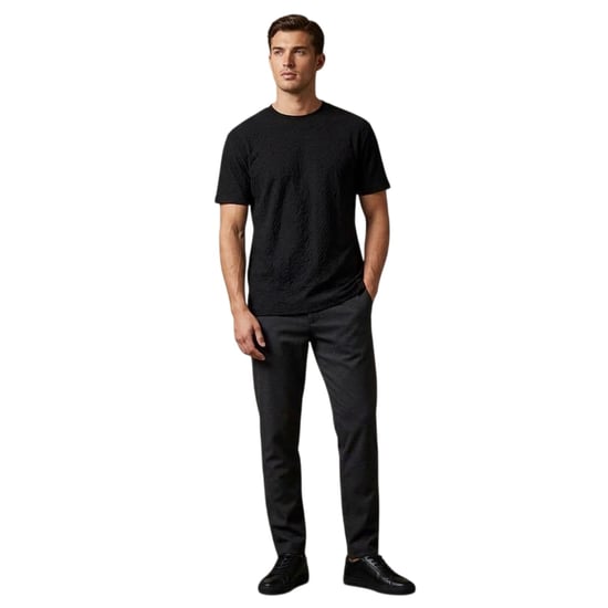 Armani Exchange Mens Textured Crew Neck Regular T-Shirt (Black) - Image 1