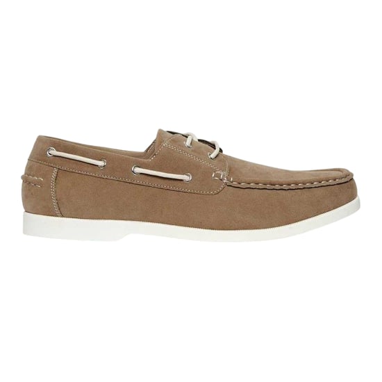 Threadbare Mens Amis Suede Moc Toe Boat Shoes (Stone) - Image 2