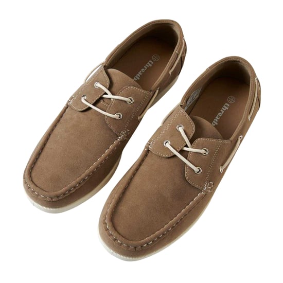 Threadbare Mens Amis Suede Moc Toe Boat Shoes (Stone) - Image 3