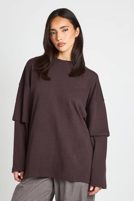 Double Layer Sleeve Oversized T-Shirt - Image 1