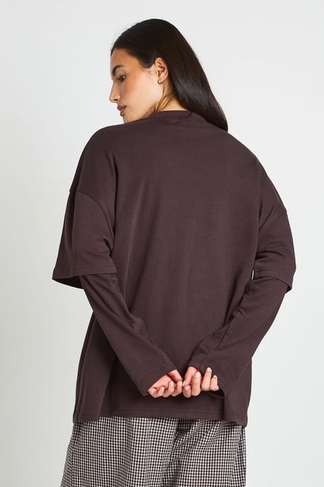 Double Layer Sleeve Oversized T-Shirt - Image 2
