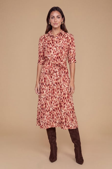 Petite Orange Animal Midi Shirt Dress - Image 1
