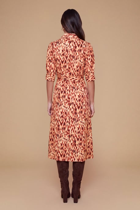 Petite Orange Animal Midi Shirt Dress - Image 2
