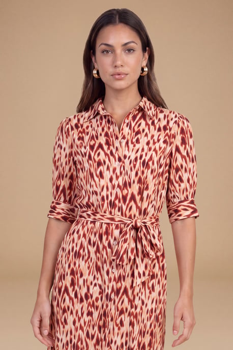 Petite Orange Animal Midi Shirt Dress - Image 3